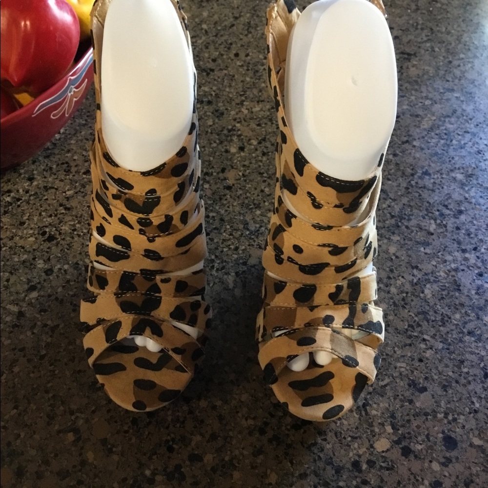 Trishelle leopard print wedge sandals